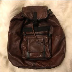Leather Bookbag Backpack